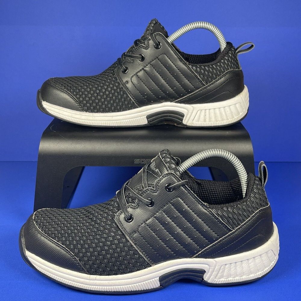 Orthofeet Biofit‎ Tacoma 521 Black Stretch Knit Faux Leather Shoes Mens Size 8D